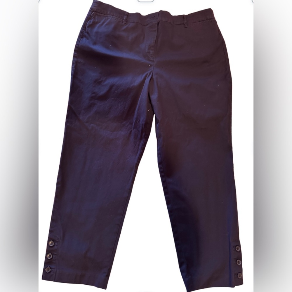 Talbots Black Cropped Pants with Button Detail